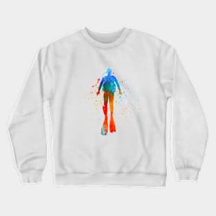 Man scuba diver in watercolor Crewneck Sweatshirt